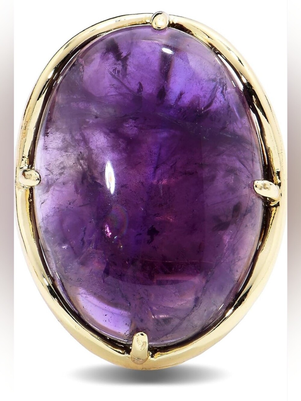 Amethyst Rhodium Plated Adjustable Statement Ring
